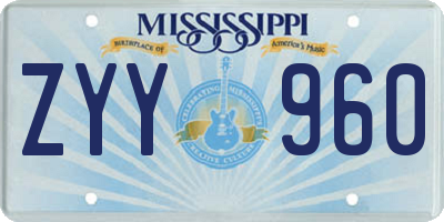 MS license plate ZYY960