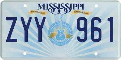 MS license plate ZYY961