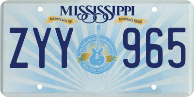 MS license plate ZYY965