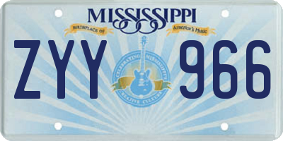 MS license plate ZYY966
