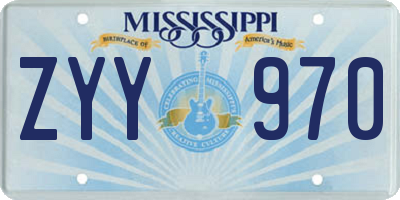 MS license plate ZYY970