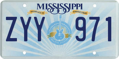MS license plate ZYY971