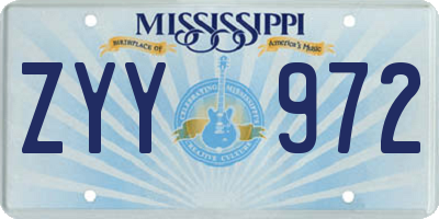 MS license plate ZYY972
