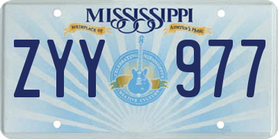 MS license plate ZYY977