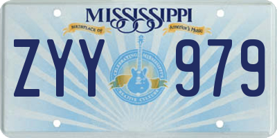 MS license plate ZYY979