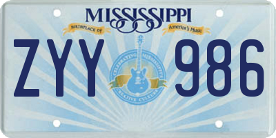 MS license plate ZYY986