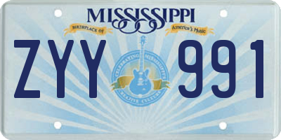 MS license plate ZYY991