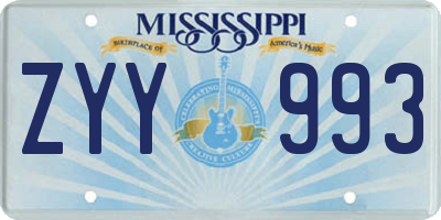 MS license plate ZYY993