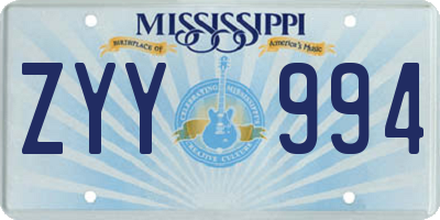 MS license plate ZYY994