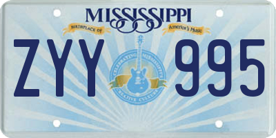 MS license plate ZYY995