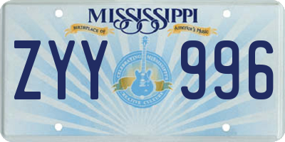 MS license plate ZYY996
