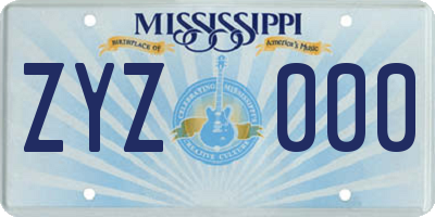 MS license plate ZYZ000