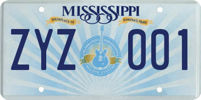 MS license plate ZYZ001
