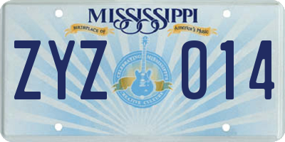 MS license plate ZYZ014