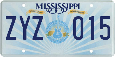 MS license plate ZYZ015