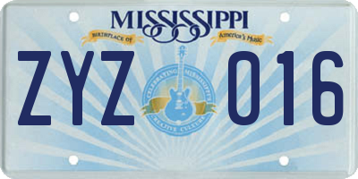 MS license plate ZYZ016