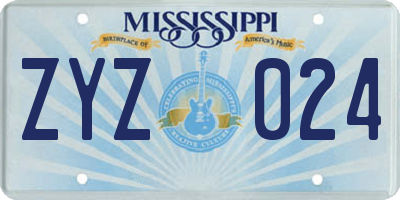 MS license plate ZYZ024