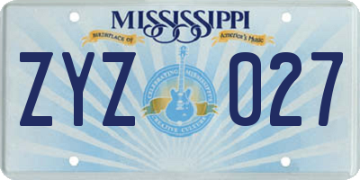 MS license plate ZYZ027