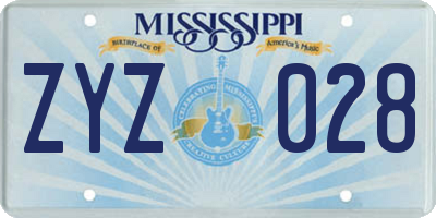 MS license plate ZYZ028
