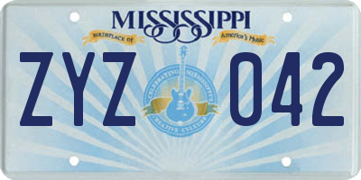MS license plate ZYZ042