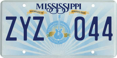 MS license plate ZYZ044
