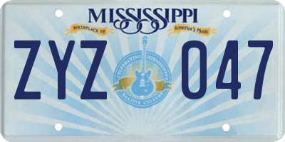 MS license plate ZYZ047