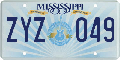 MS license plate ZYZ049