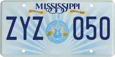 MS license plate ZYZ050