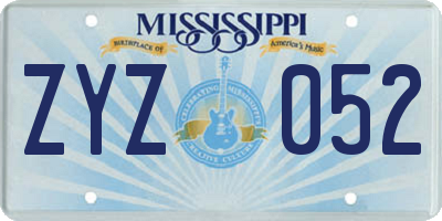 MS license plate ZYZ052