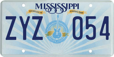 MS license plate ZYZ054