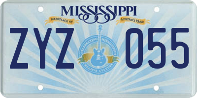 MS license plate ZYZ055