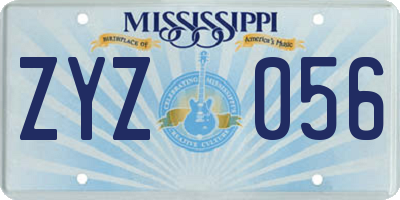 MS license plate ZYZ056