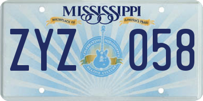MS license plate ZYZ058