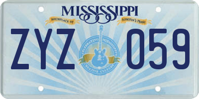MS license plate ZYZ059