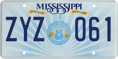 MS license plate ZYZ061