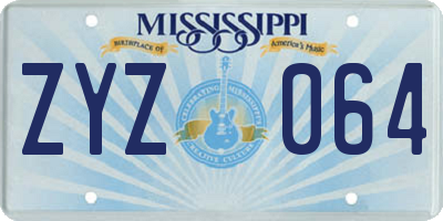MS license plate ZYZ064