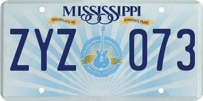 MS license plate ZYZ073