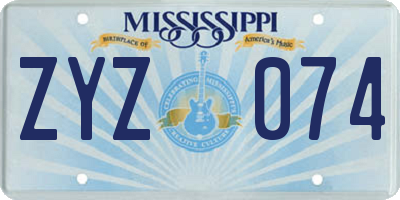 MS license plate ZYZ074