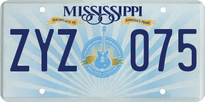 MS license plate ZYZ075