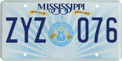 MS license plate ZYZ076