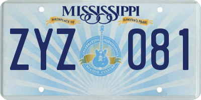 MS license plate ZYZ081