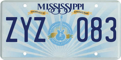 MS license plate ZYZ083