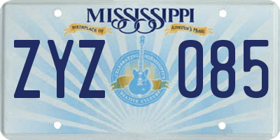 MS license plate ZYZ085