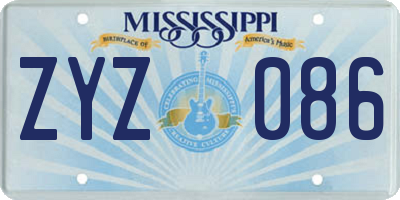 MS license plate ZYZ086