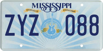MS license plate ZYZ088