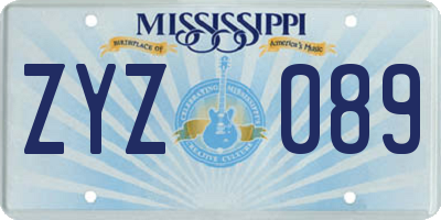 MS license plate ZYZ089