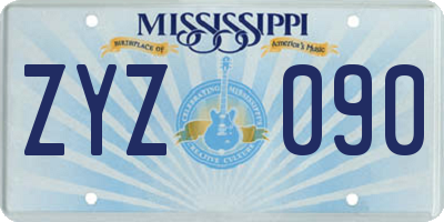 MS license plate ZYZ090