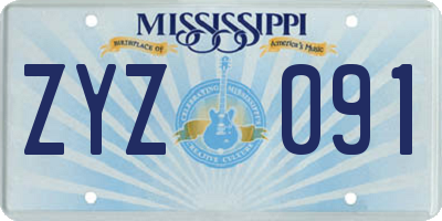 MS license plate ZYZ091