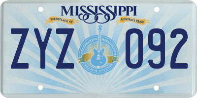 MS license plate ZYZ092