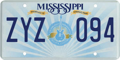 MS license plate ZYZ094